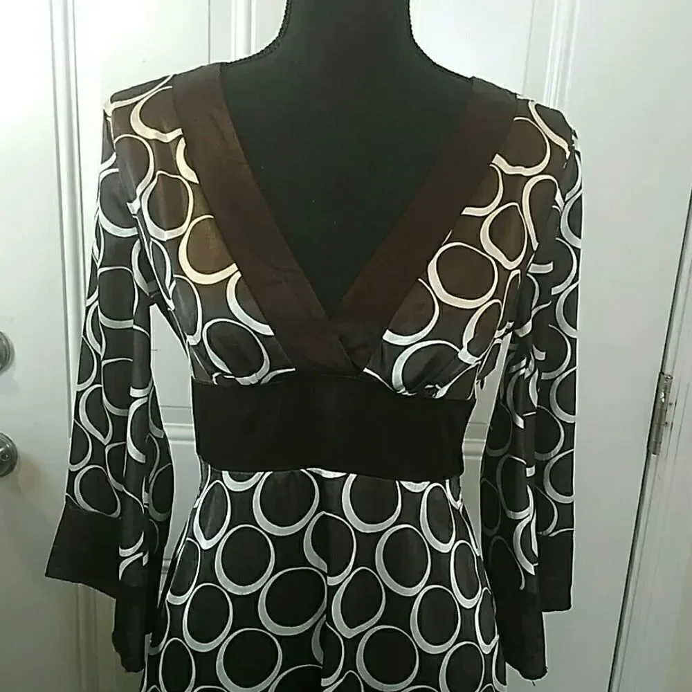 (3/$20) Speechless Brown printed dress with attached sash